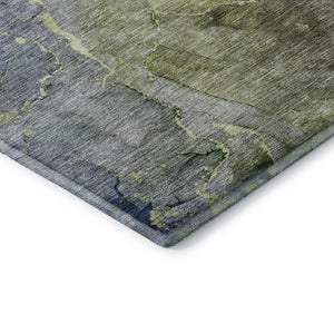 HomeRoots 9' X 12' Olive Green and Gray Abstract Area Rug - Washable, UV-Protected, Perfect for High-Traffic Spaces! 656327