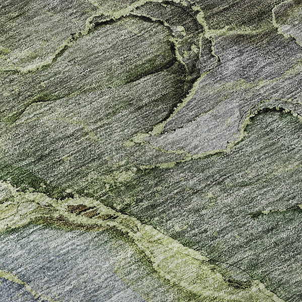 HomeRoots 9' X 12' Olive Green and Gray Abstract Area Rug - Washable, UV-Protected, Perfect for High-Traffic Spaces! 656327