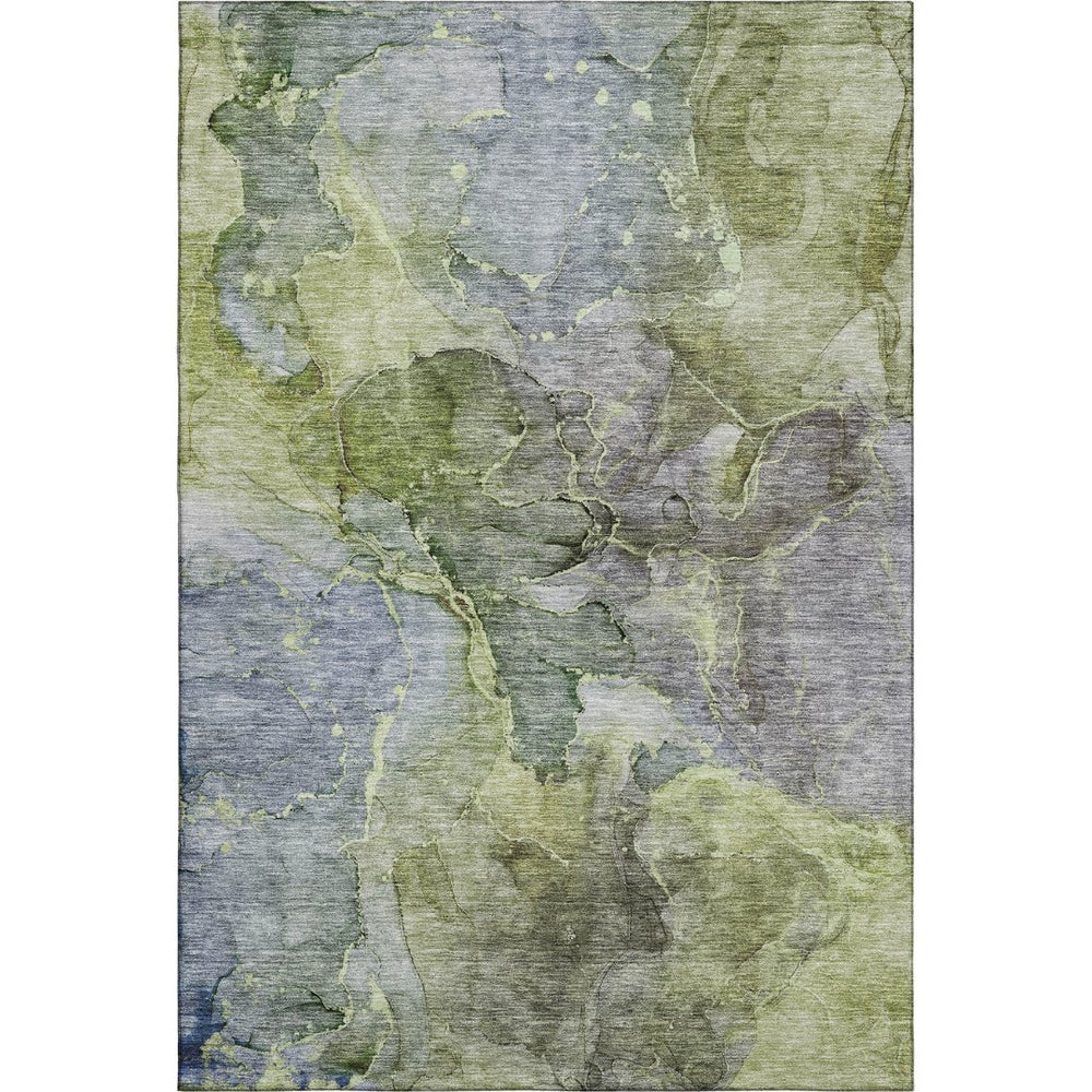 HomeRoots 10' X 14' Olive Green and Gray Abstract Washable Area Rug with Stain Resistance and UV Protection 656328