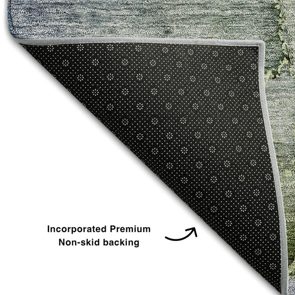 HomeRoots 10' X 14' Olive Green and Gray Abstract Washable Area Rug with Stain Resistance and UV Protection 656328