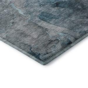 HomeRoots 5' X 8' Teal And Gray Abstract Area Rug – Durable, Washable, Stain-Resistant, UV Protected Design 656330