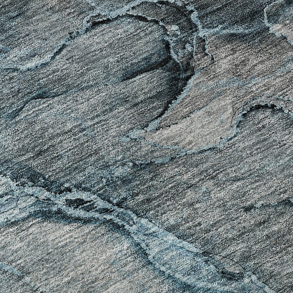 HomeRoots 5' X 8' Teal And Gray Abstract Area Rug – Durable, Washable, Stain-Resistant, UV Protected Design 656330