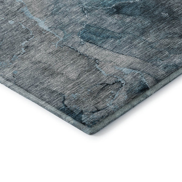 HomeRoots 9' X 12' Teal & Gray Abstract Area Rug - Washable, UV-Protected, Durable for Homes with Kids & Pets 656333
