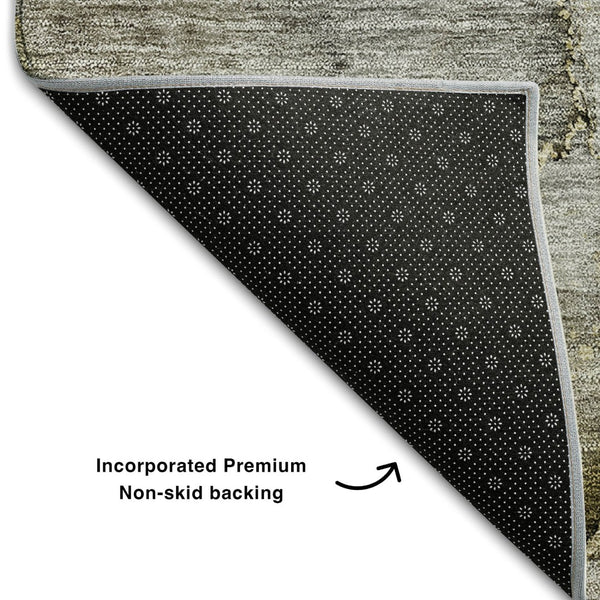 HomeRoots 10' X 14' Taupe & Brown Abstract Area Rug - Washable, UV Protected, Perfect for Busy Homes! 656340