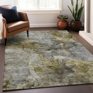 HomeRoots 10' X 14' Taupe & Brown Abstract Area Rug - Washable, UV Protected, Perfect for Busy Homes! 656340