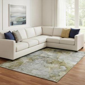 HomeRoots 10' X 14' Taupe & Brown Abstract Area Rug - Washable, UV Protected, Perfect for Busy Homes! 656340