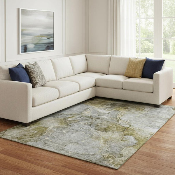 HomeRoots 10' X 14' Taupe & Brown Abstract Area Rug - Washable, UV Protected, Perfect for Busy Homes! 656340