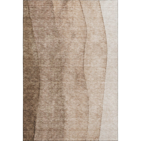 HomeRoots 5' X 8' Brown And Ivory Ombre Area Rug - Stylish, Washable, UV-Protected for Busy Homes with Kids & Pets 656342