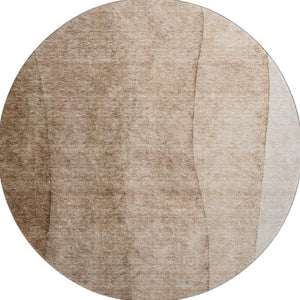 HomeRoots 8' Brown Ombre Round Rug - Washable, UV-Protected, Durable Polyester for Modern Homes & Families 656343