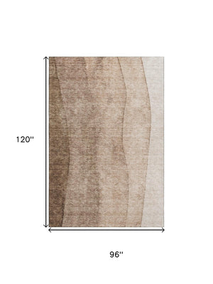HomeRoots 8' X 10' Brown And Ivory Ombre Area Rug – Stain-Resistant, UV Protected, Perfect for High-Traffic Spaces 656344