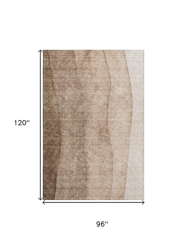 HomeRoots 8' X 10' Brown And Ivory Ombre Area Rug – Stain-Resistant, UV Protected, Perfect for High-Traffic Spaces 656344