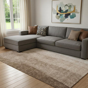 HomeRoots 8' X 10' Brown And Ivory Ombre Area Rug – Stain-Resistant, UV Protected, Perfect for High-Traffic Spaces 656344
