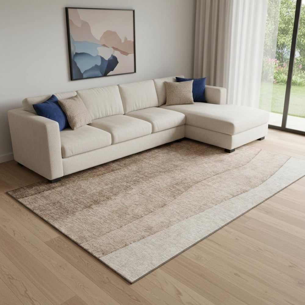 HomeRoots 9' X 12' Brown Ombre Area Rug - Washable, UV Protected, Durable, Stain-Resistant for Modern Homes 656345