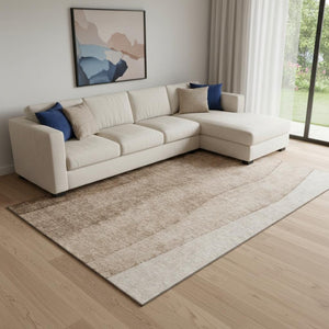 HomeRoots 9' X 12' Brown Ombre Area Rug - Washable, UV Protected, Durable, Stain-Resistant for Modern Homes 656345