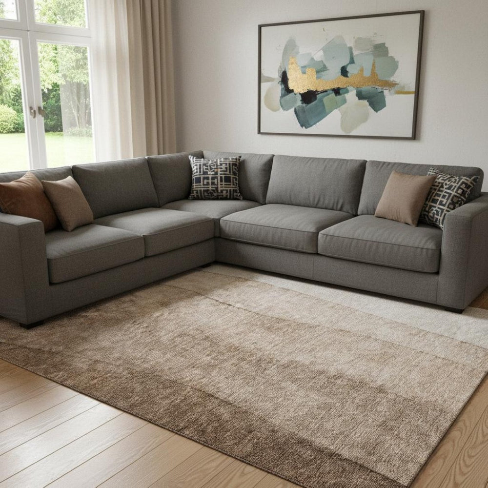 HomeRoots 10' X 14' Brown Ombre Area Rug - Stylish, Washable, UV-Protected, Perfect for Busy Homes & Kids! 656346