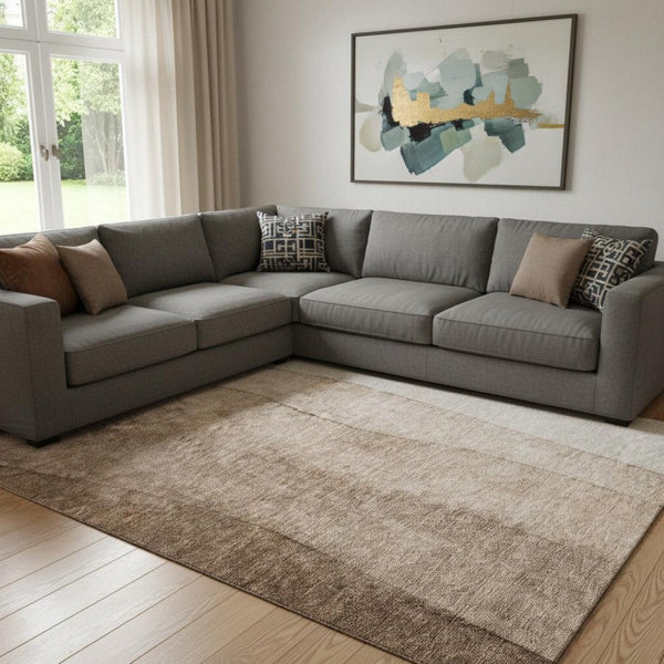 HomeRoots 10' X 14' Brown Ombre Area Rug - Stylish, Washable, UV-Protected, Perfect for Busy Homes & Kids! 656346
