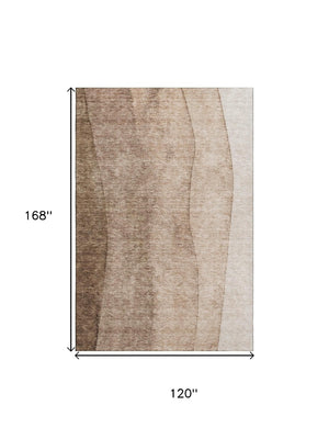 HomeRoots 10' X 14' Brown Ombre Area Rug - Stylish, Washable, UV-Protected, Perfect for Busy Homes & Kids! 656346