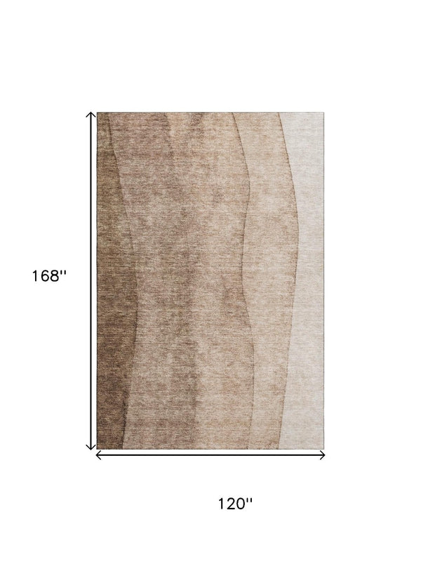 HomeRoots 10' X 14' Brown Ombre Area Rug - Stylish, Washable, UV-Protected, Perfect for Busy Homes & Kids! 656346