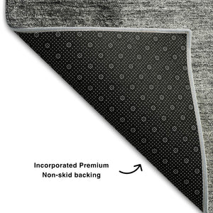 HomeRoots 5' X 8' Gray and Silver Ombre Area Rug - Washable, UV Protected, Durable Design for Busy Homes 656348