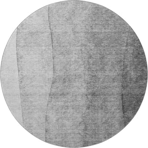 HomeRoots 8' Modern Gray and Silver Ombre Washable Round Rug with UV Protection for High-Traffic Homes 656349