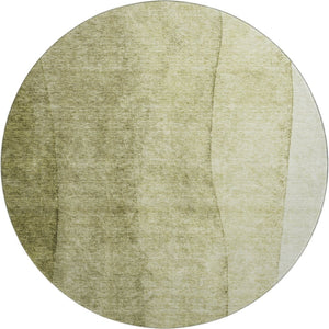 HomeRoots 8' Olive Green Ombre Round Rug - Washable, UV Protected, Durable Design for Stylish Living Spaces 656355