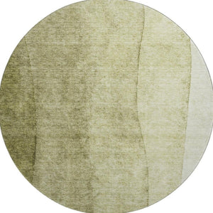 HomeRoots 8' Olive Green Ombre Round Rug - Washable, UV Protected, Durable Design for Stylish Living Spaces 656355