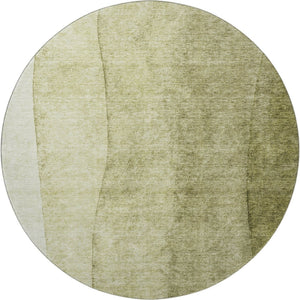 HomeRoots 8' Olive Green Ombre Round Rug - Washable, UV Protected, Durable Design for Stylish Living Spaces 656355