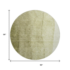 HomeRoots 8' Olive Green Ombre Round Rug - Washable, UV Protected, Durable Design for Stylish Living Spaces 656355