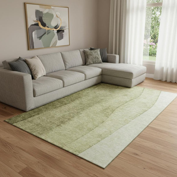 HomeRoots 8' X 10' Olive Green and Ivory Ombre Area Rug - Stylish, Washable, UV-Protected for Busy Homes 656356