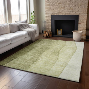 HomeRoots 10' X 14' Olive Green Ombre Area Rug - Washable, UV-Protected, Stain-Resistant for Stylish Living Spaces 656358