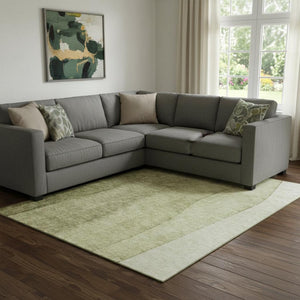HomeRoots 10' X 14' Olive Green Ombre Area Rug - Washable, UV-Protected, Stain-Resistant for Stylish Living Spaces 656358