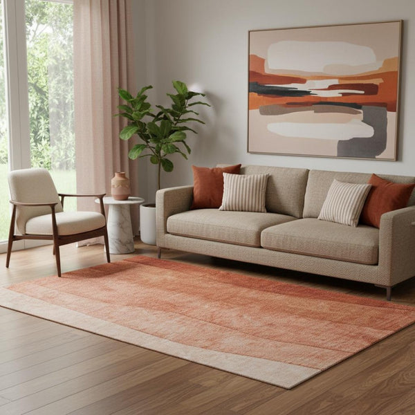 HomeRoots 5' X 8' Ombre Area Rug in Rust and Ivory - Washable, UV Protected, Durable & Stylish for Any Room 656360