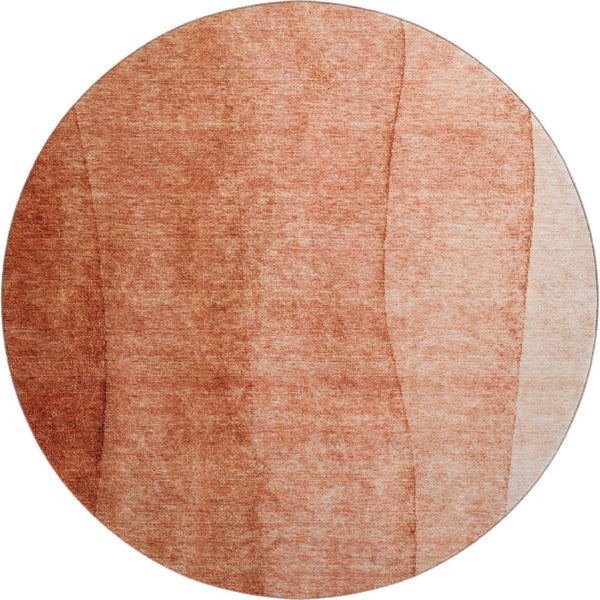 HomeRoots 8' Washable Rust and Ivory Ombre Round Rug with UV Protection – Durable, Stylish, and Easy Care Solution! 656361