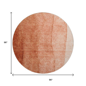 HomeRoots 8' Washable Rust and Ivory Ombre Round Rug with UV Protection – Durable, Stylish, and Easy Care Solution! 656361