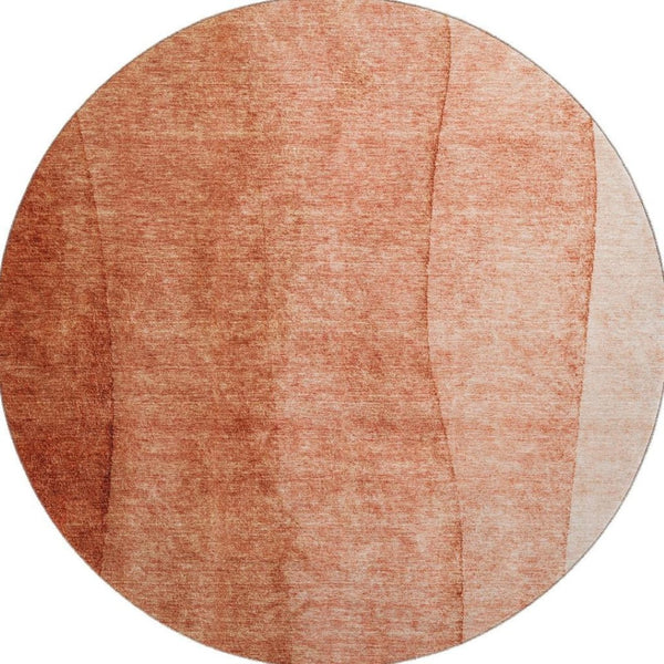 HomeRoots 8' Washable Rust and Ivory Ombre Round Rug with UV Protection – Durable, Stylish, and Easy Care Solution! 656361