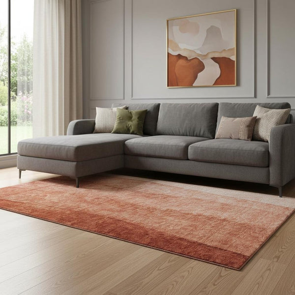 HomeRoots 8' X 10' Ombre Area Rug in Rust and Ivory - Washable, UV-Protected, Durable for High-Traffic Spaces 656362