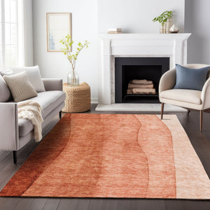 HomeRoots 10' X 14' Modern Rust and Ivory Ombre Area Rug - UV Protected, Stain-Resistant for Family Homes 656364
