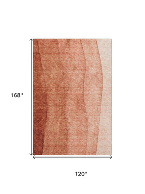 HomeRoots 10' X 14' Modern Rust and Ivory Ombre Area Rug - UV Protected, Stain-Resistant for Family Homes 656364