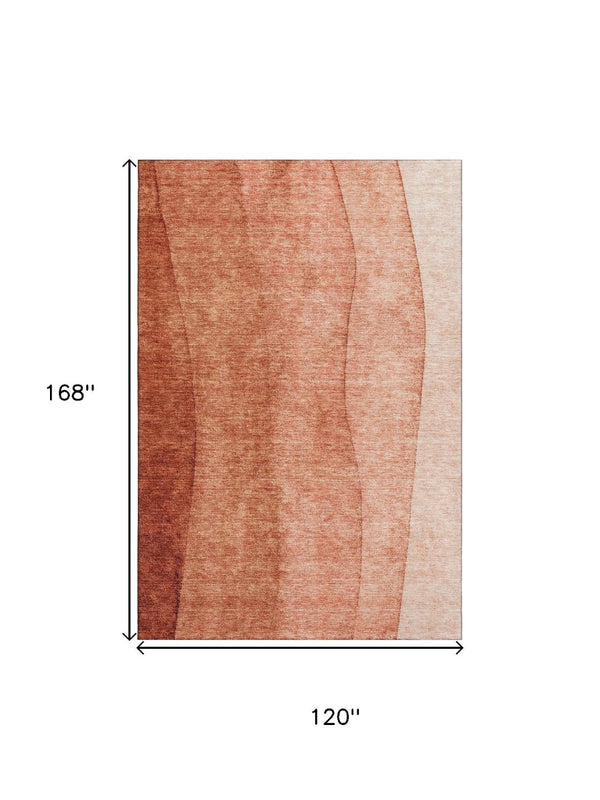 HomeRoots 10' X 14' Modern Rust and Ivory Ombre Area Rug - UV Protected, Stain-Resistant for Family Homes 656364