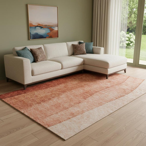 HomeRoots 10' X 14' Modern Rust and Ivory Ombre Area Rug - UV Protected, Stain-Resistant for Family Homes 656364