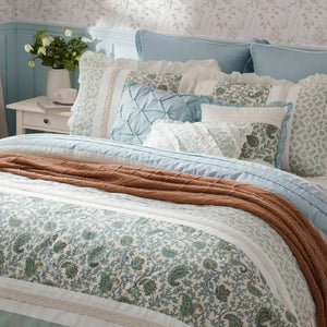 JLA Home Madison Park - 9 Piece Cotton Percale Comforter Set Madison Park Dawn – Paisley, Lace Tape & Pintuck Accents, OEKO-TEX Certified Cozy Cottage Ensemble MP10-388