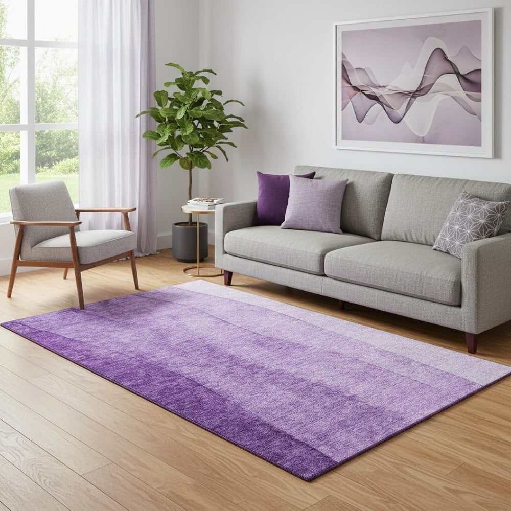 HomeRoots 5' X 8' Ombre Purple and Ivory Area Rug - Soft, Durable, Washable with UV Protection for Any Room 656366