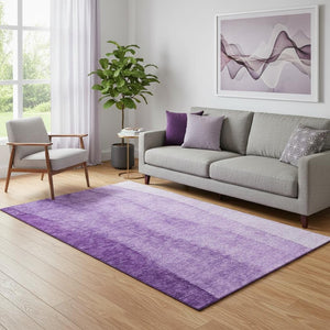HomeRoots 5' X 8' Ombre Purple and Ivory Area Rug - Soft, Durable, Washable with UV Protection for Any Room 656366