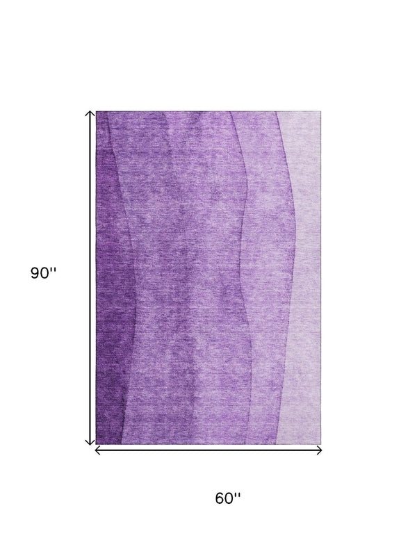 HomeRoots 5' X 8' Ombre Purple and Ivory Area Rug - Soft, Durable, Washable with UV Protection for Any Room 656366