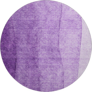 HomeRoots 8' Purple Ombre Round Rug - Washable, UV Protected, Stain Resistant for Modern Living Spaces 656367