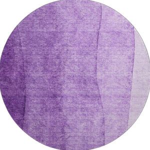 HomeRoots 8' Purple Ombre Round Rug - Washable, UV Protected, Stain Resistant for Modern Living Spaces 656367