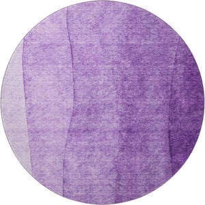 HomeRoots 8' Purple Ombre Round Rug - Washable, UV Protected, Stain Resistant for Modern Living Spaces 656367