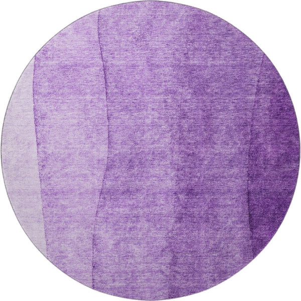 HomeRoots 8' Purple Ombre Round Rug - Washable, UV Protected, Stain Resistant for Modern Living Spaces 656367