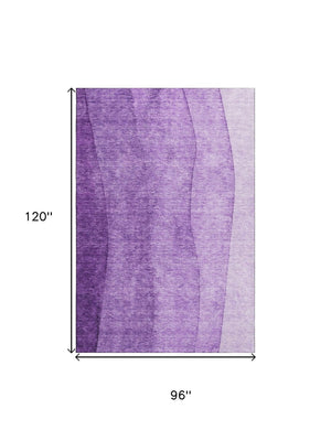 HomeRoots 8' X 10' Ombre Purple & Ivory Washable Area Rug - Stain Resistant, UV Protected, Non-Slip Design 656368