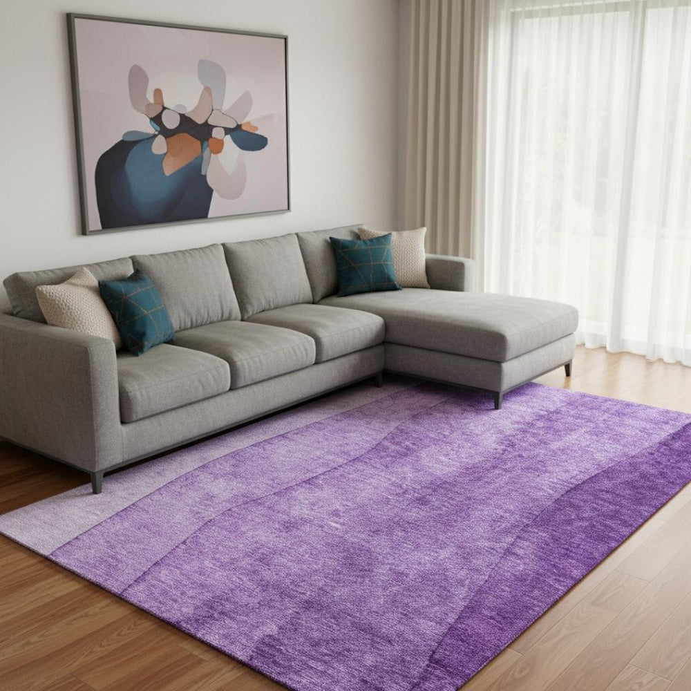 HomeRoots 8' X 10' Ombre Purple & Ivory Washable Area Rug - Stain Resistant, UV Protected, Non-Slip Design 656368